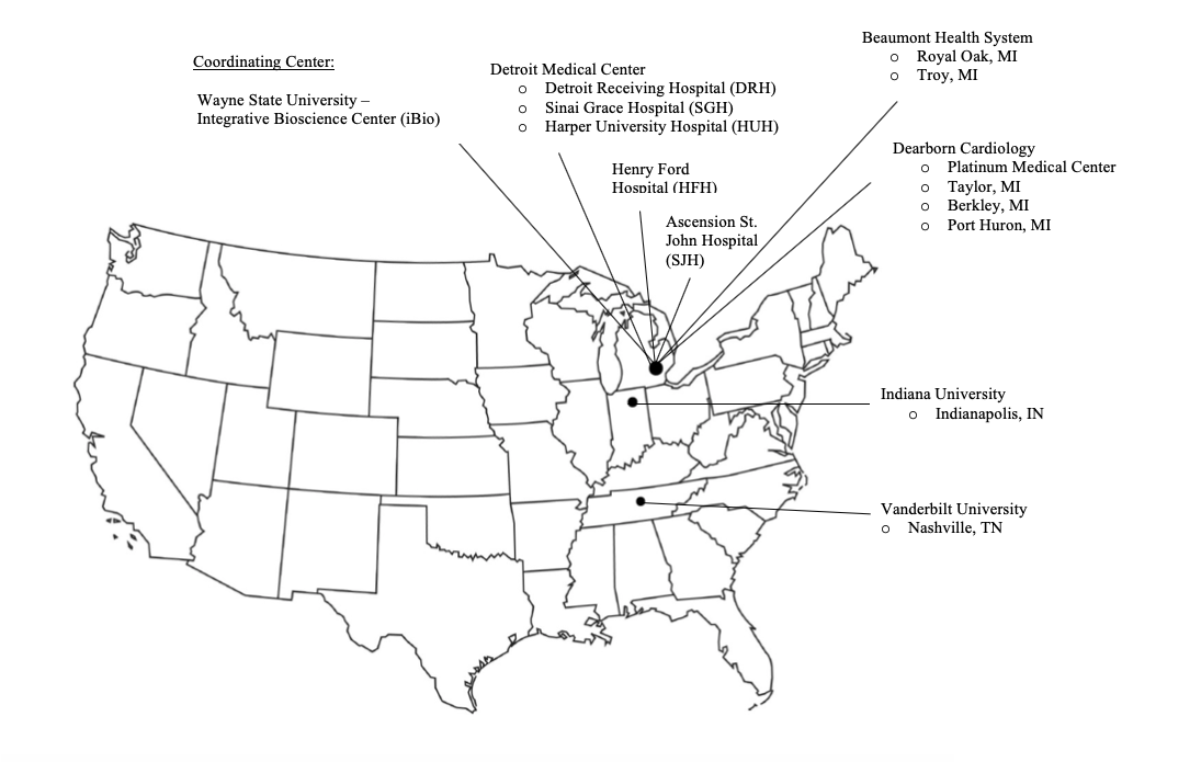 map of ResearchOne affiliated sites - Content not available in text format